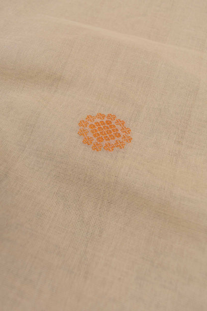 Sandal Kanjivaram Pure Cotton Multi Thread Butta Peacock Pallu Saree