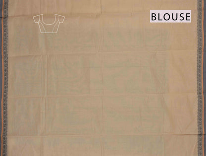 Sandal Kanjivaram Pure Cotton Multi Thread Butta Peacock Pallu Saree