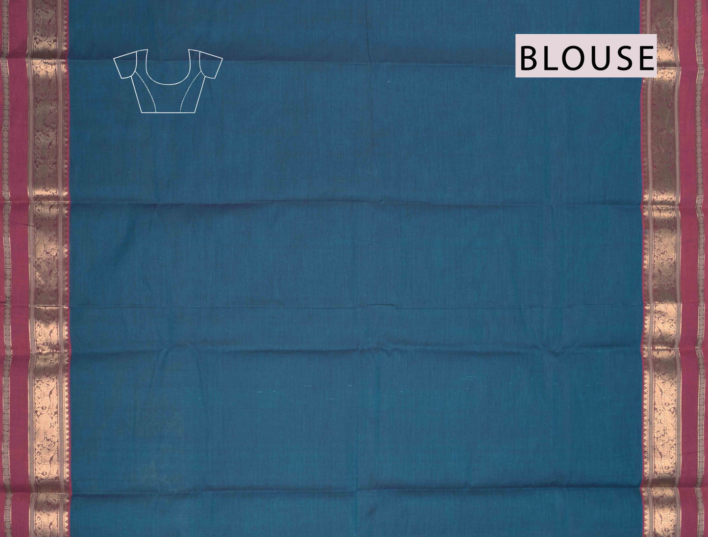 Blue Kanjivaram Pure Cotton Mini Peacock Butta Horse Border Grand Pallu Saree