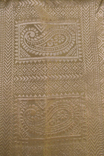 Olive Green Pure Soft Silk Round Shape Butta Flowers Border Mango Zari Pallu Saree NAA182