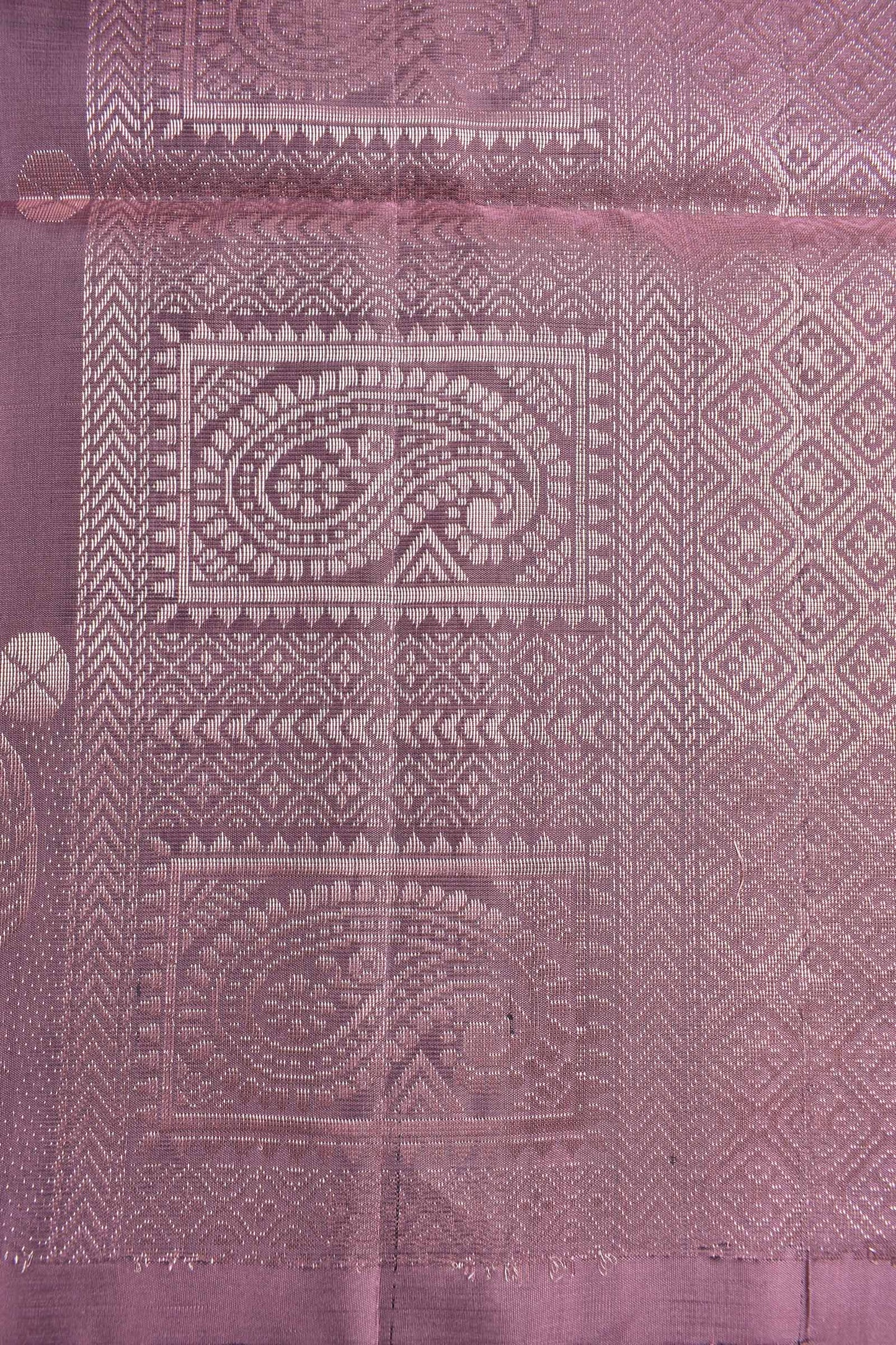 Mauve Taupe Pure Soft Silk Round Shape Butta Flowers Border Mango Zari Pallu Saree NAA181