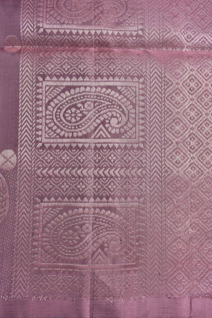 Mauve Taupe Pure Soft Silk Round Shape Butta Flowers Border Mango Zari Pallu Saree NAA181