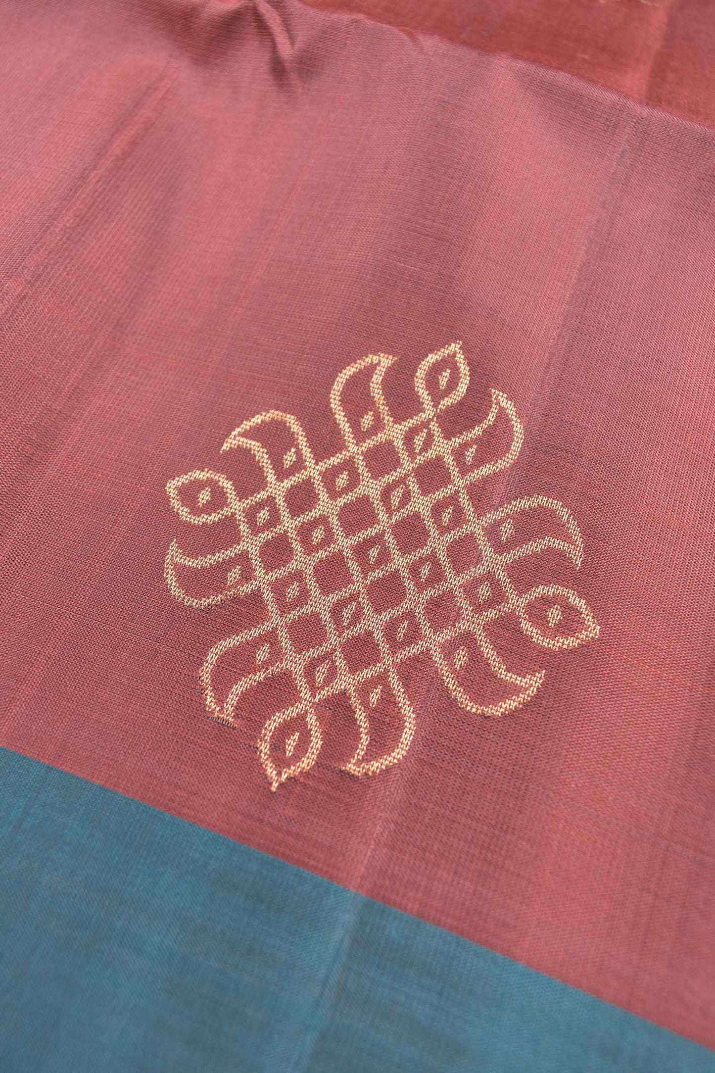 Cherry Pink  Pure Soft Silk Kolam Butta Contrast Blue Border Kolam Pallu Saree NAA199