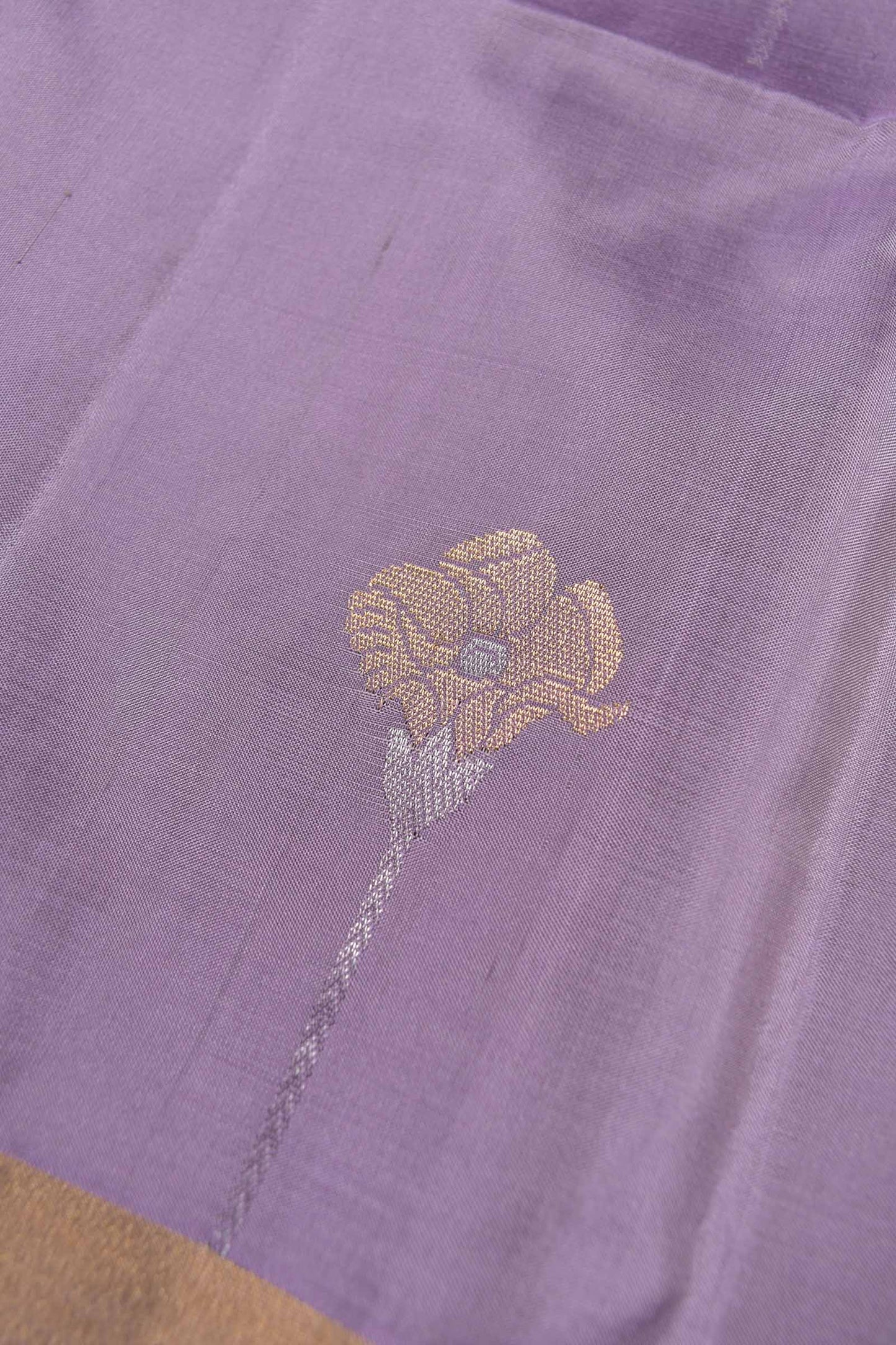 Violet Pure Soft Silk Butta Zari Border Green Fancy Pallu Saree NAA196