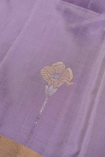 Violet Pure Soft Silk Butta Zari Border Green Fancy Pallu Saree NAA196