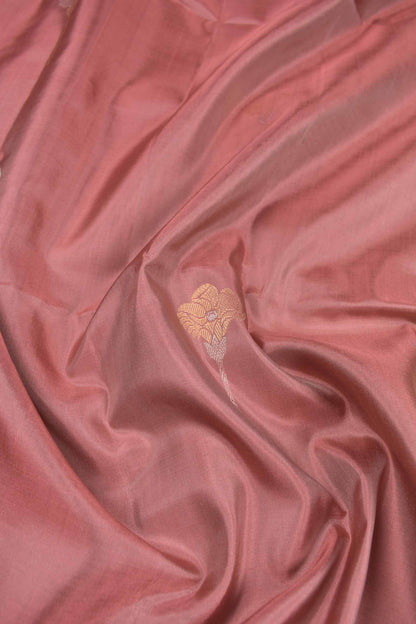 Cherry Pink Pure Soft Silk Butta Zari Border Green Fancy Pallu Saree NAA197