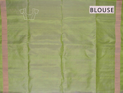 Violet Pure Soft Silk Butta Zari Border Green Fancy Pallu Saree NAA196