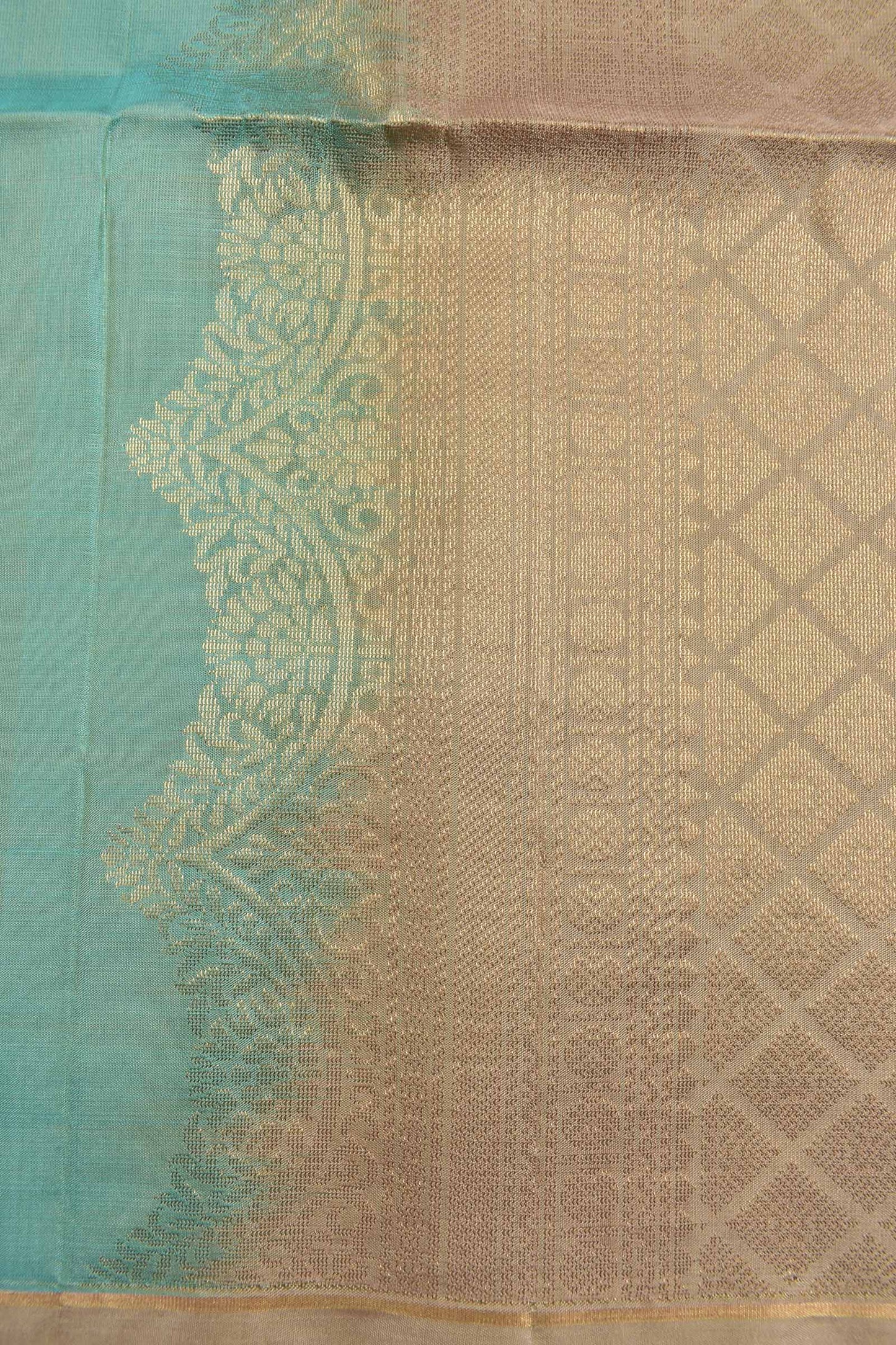 Turquoise Blue  Pure Soft Silk Fancy Butta Dark Sandal Border Pallu Saree NAA188