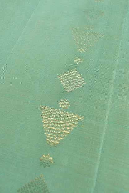 Turquoise Blue  Pure Soft Silk Fancy Butta Dark Sandal Border Pallu Saree NAA188