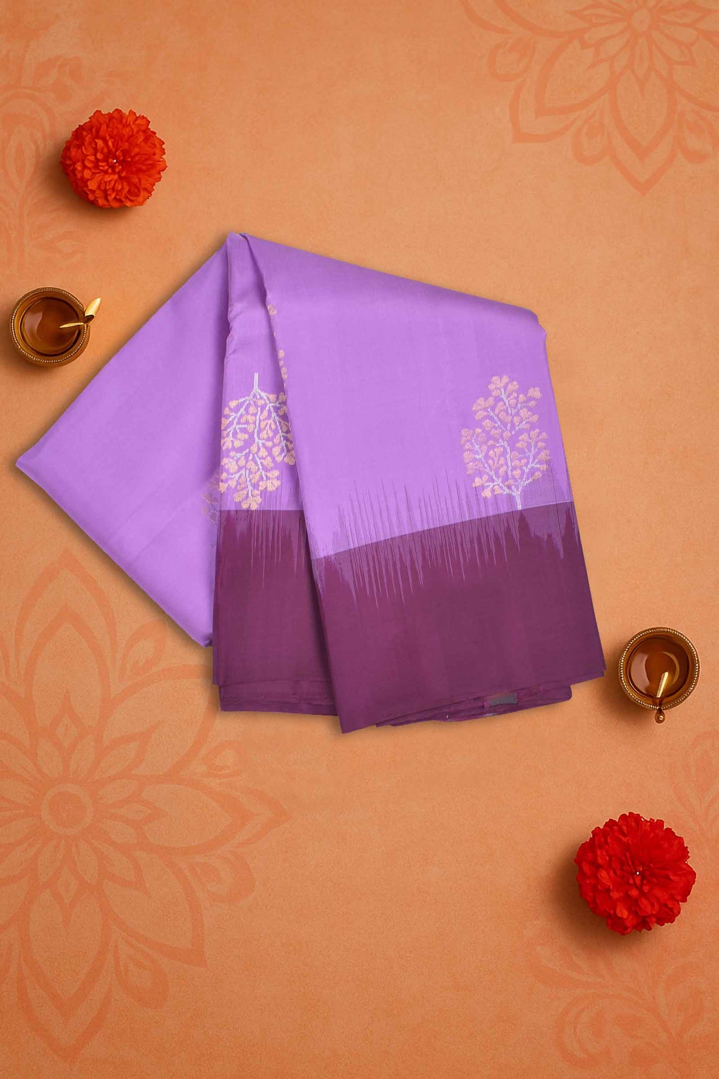 Light Voilet Light Weight Pure Silk Fancy Butta Voilet Border Zari Pallu Saree NAA191