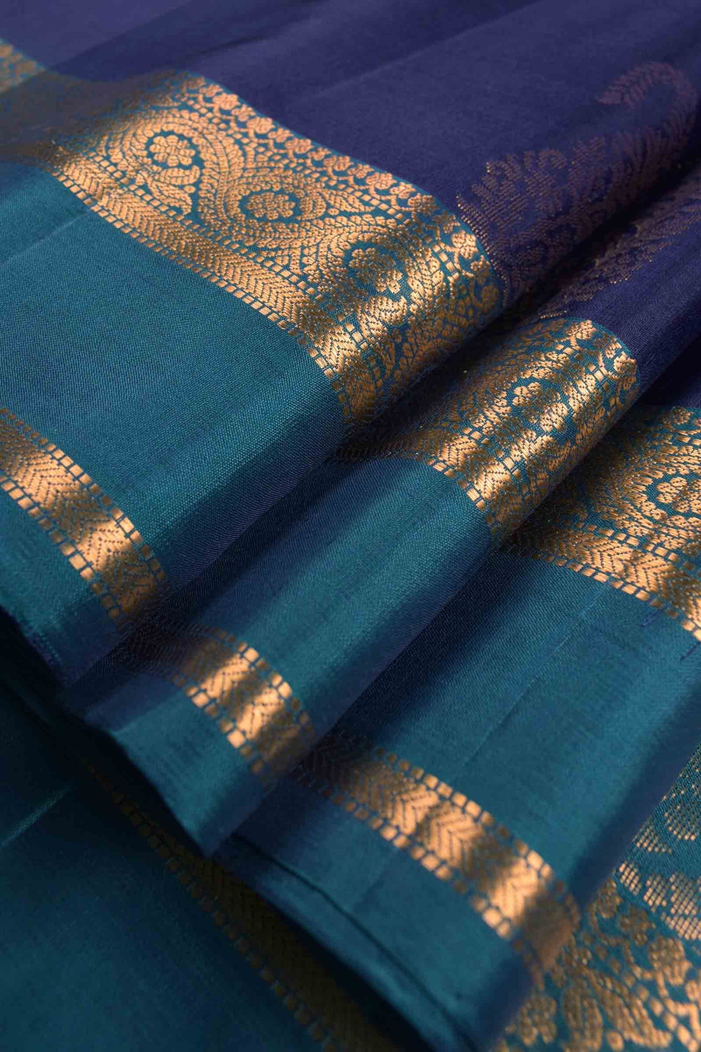 Navy Blue Pure Soft Silk Fancy Mango Butta Blue Zari Border Pallu Saree NAA193