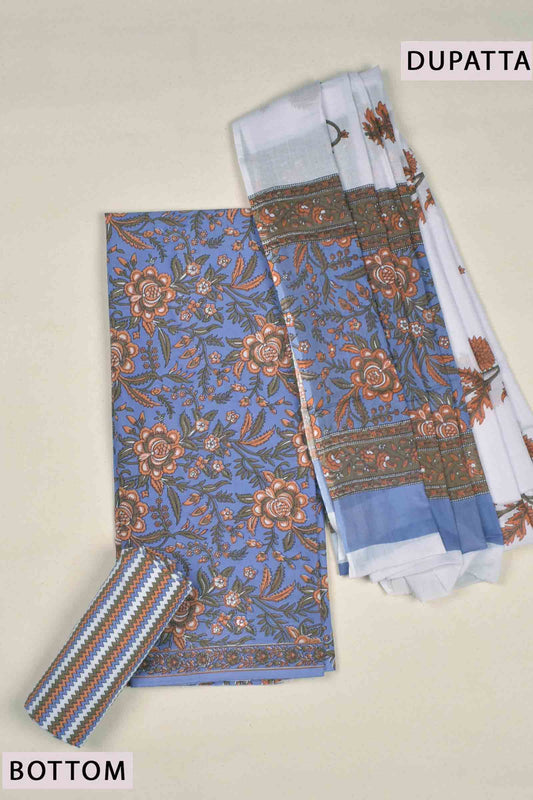Voilet Cotton Chudithar Material Floral Print Suit