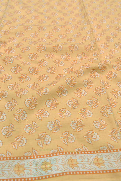 Light Yellow Jaipur Cotton Chudithar Material Floral Print Suit