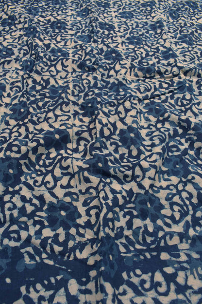 White With Blue Cotton Chudithar Material Florals Print Suit