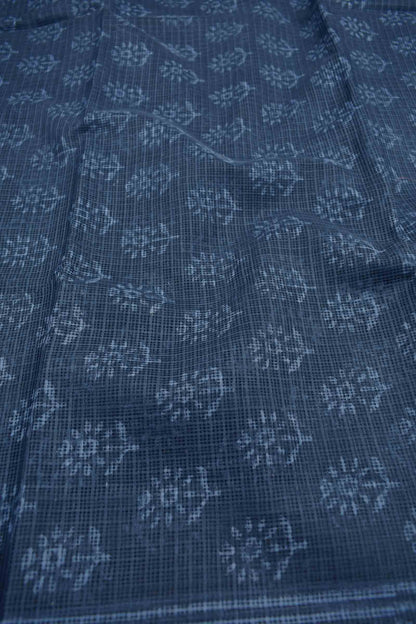 Indigo Blue Kota Cotton Chudithar Material Floral Suit