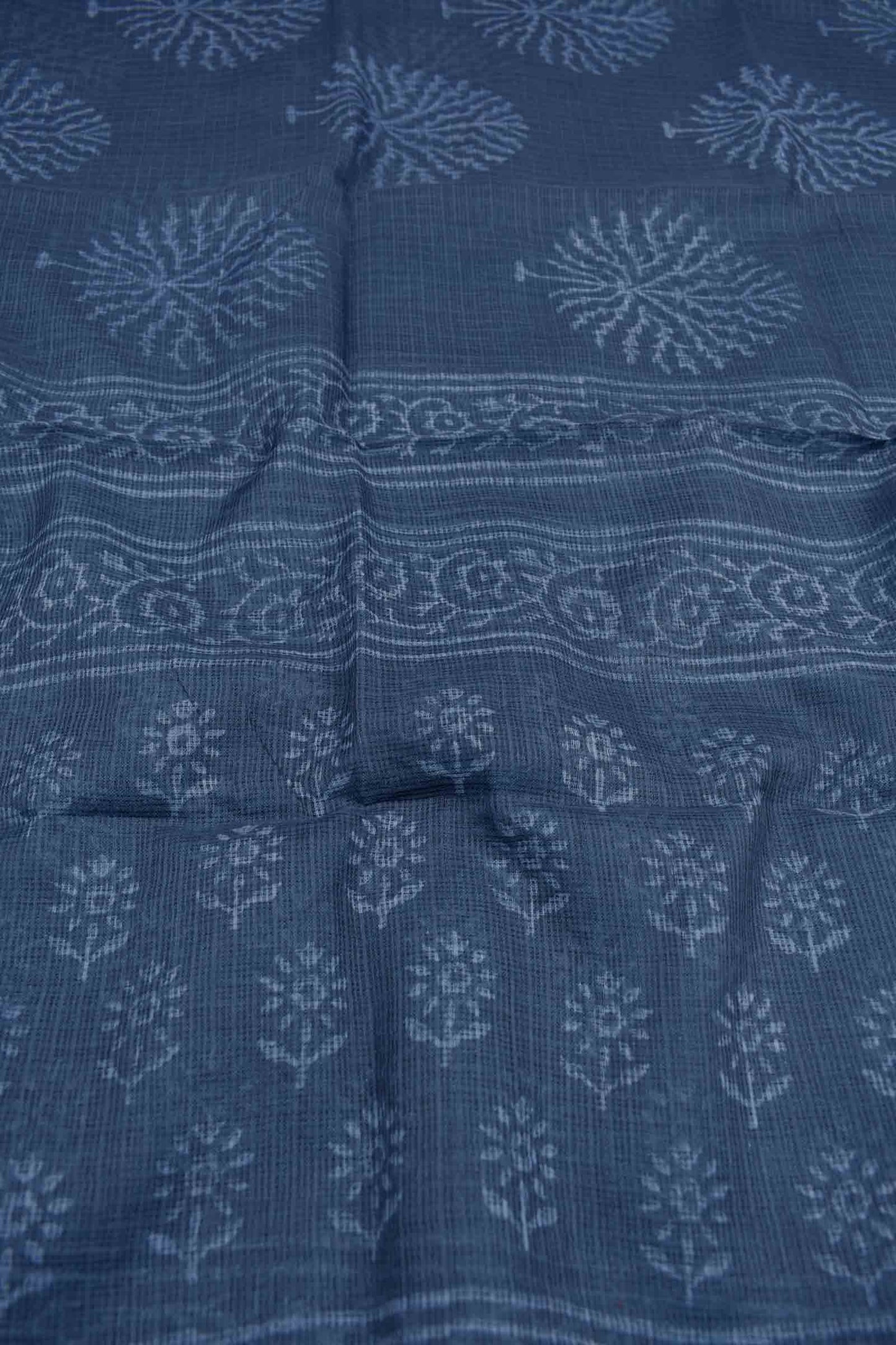 Indigo Blue Kota Cotton Chudithar Material Floral Suit