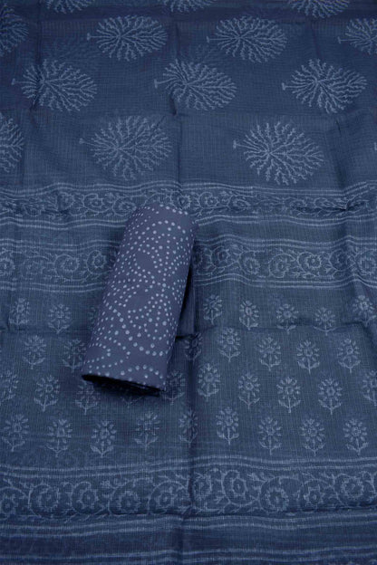 Indigo Blue Kota Cotton Chudithar Material Floral Suit