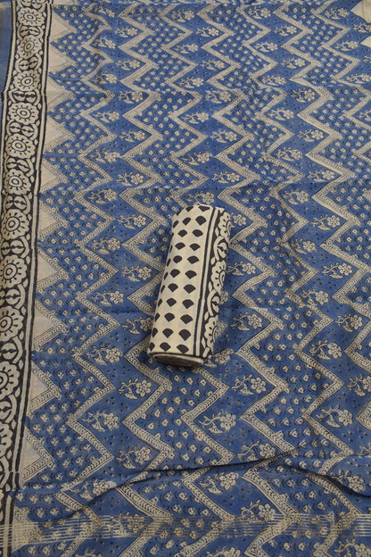 Brown Maheshwari Silk Chudithar Material Forest Floral Print Suit