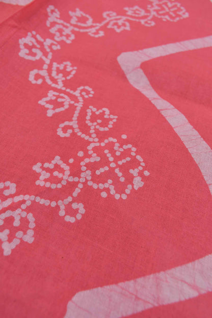 Pink Pure Sungudi Cotton Floral Waves Temple Border Saree