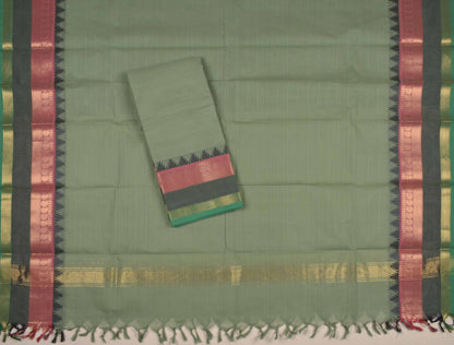 Green Pure Chettinad Cotton Chudithar Material Zari Mango Border Suit