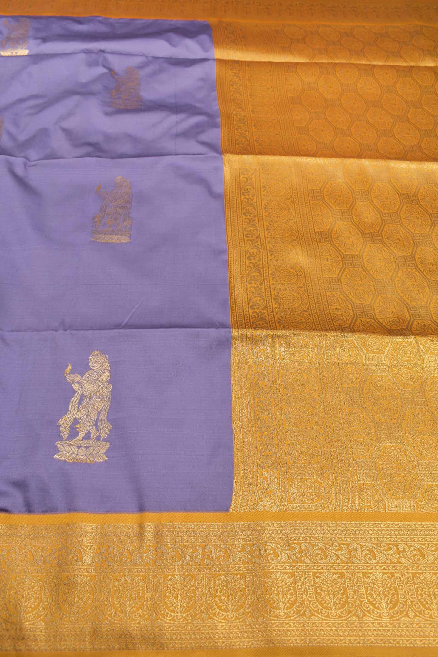Light Violet  Paavai Butta Yellow Pallu Semi Soft Silk Saree