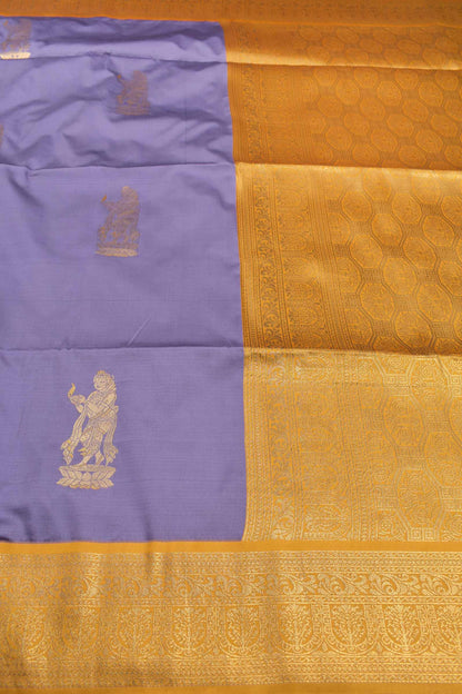 Light Violet  Paavai Butta Yellow Pallu Semi Soft Silk Saree