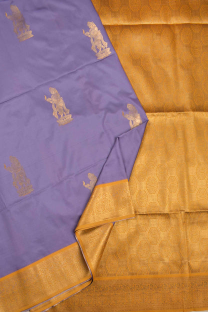 Light Violet  Paavai Butta Yellow Pallu Semi Soft Silk Saree