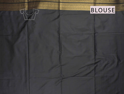 Brown Peacock Butta Chariot Border Black Zari Pallu Semi Soft Silk Saree