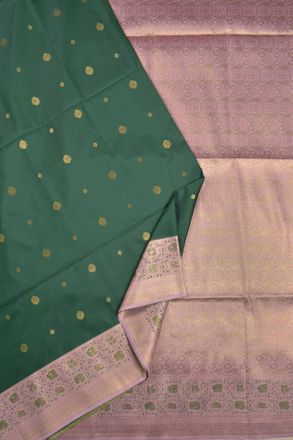 Green Mini Butta Pink Rich Contrast Pallu Semi Soft Silk Saree