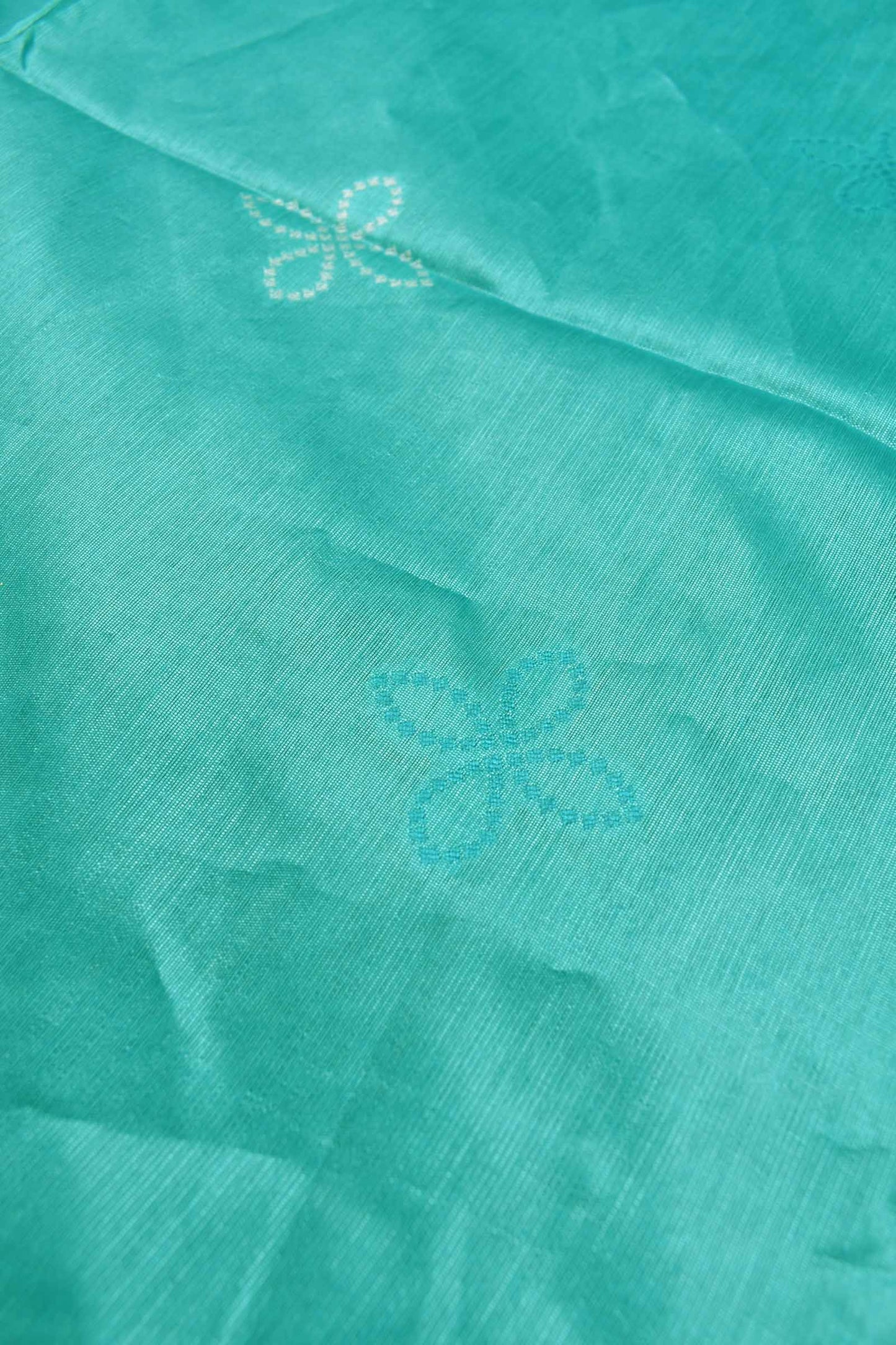 Blue Bandhej Silk Zari Border Saree