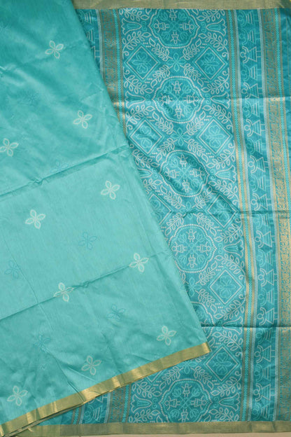 Blue Bandhej Silk Zari Border Saree