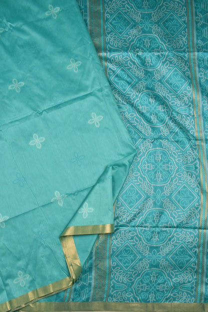 Blue Bandhej Silk Zari Border Saree