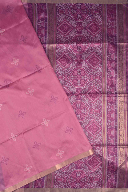 Pink Bandhej Silk Zari Border Saree