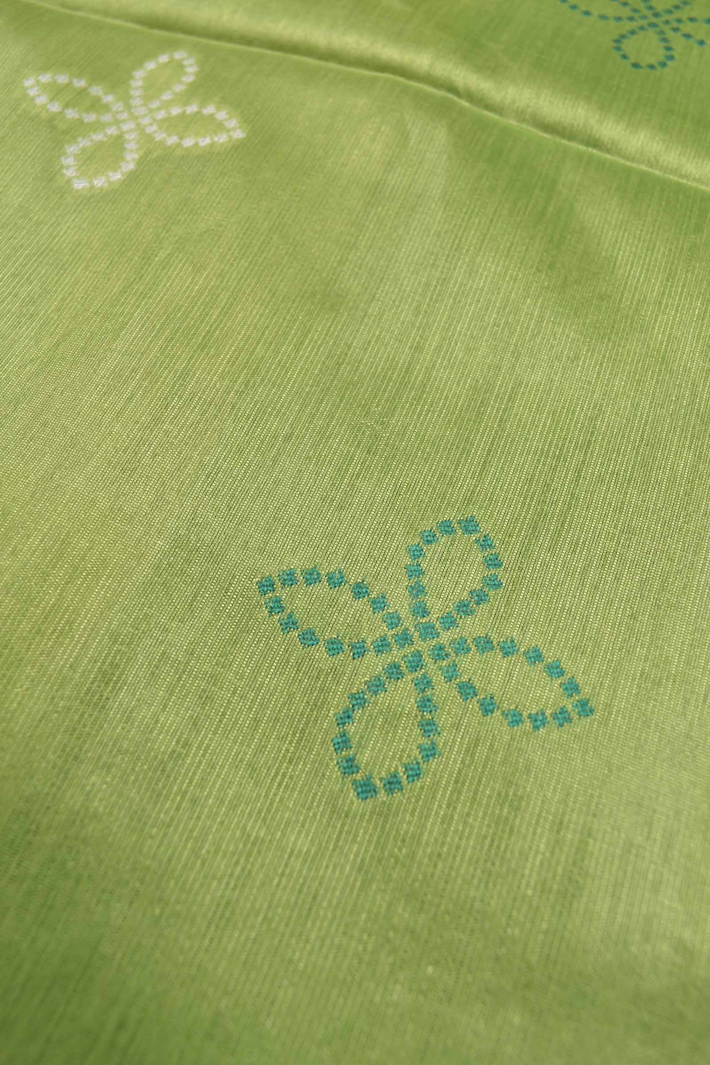 Green  Bandhej  Silk Zari Border Saree