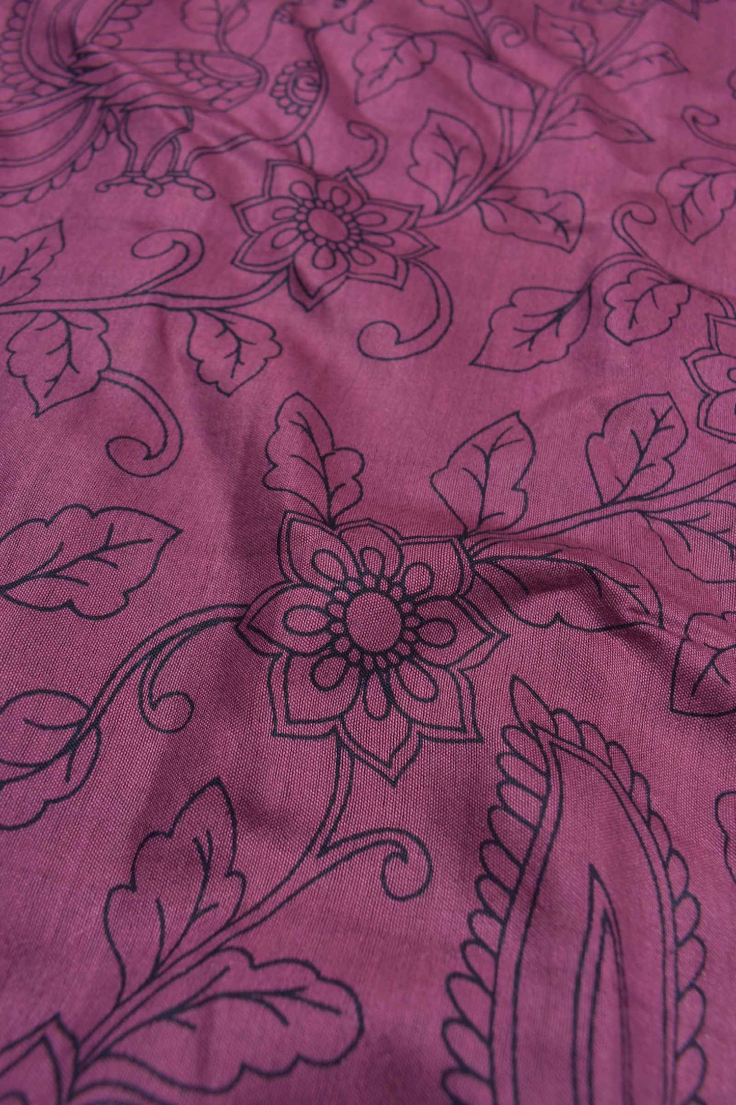 Mulberry Pink Bengal Cotton Peacock Kalamkari Style Zari Pallu Saree