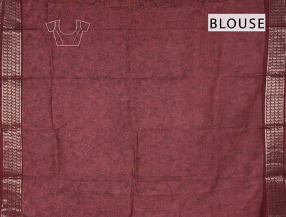 Pink Bengal Cotton Kalamkari Style Zari Border Peacock Pallu Saree