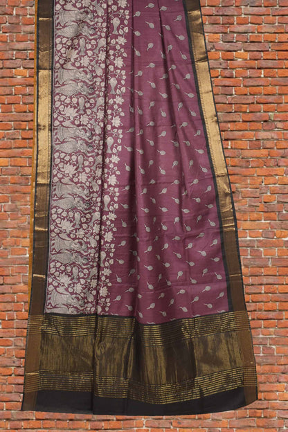 Violet Bengal Cotton Rhythms of Sea Zari Pallu Saree