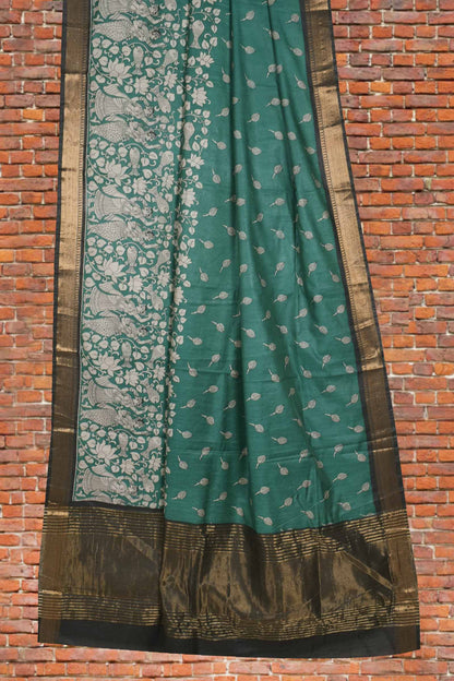 Green Bengal Cotton Rhythms of Sea Zari Pallu Saree