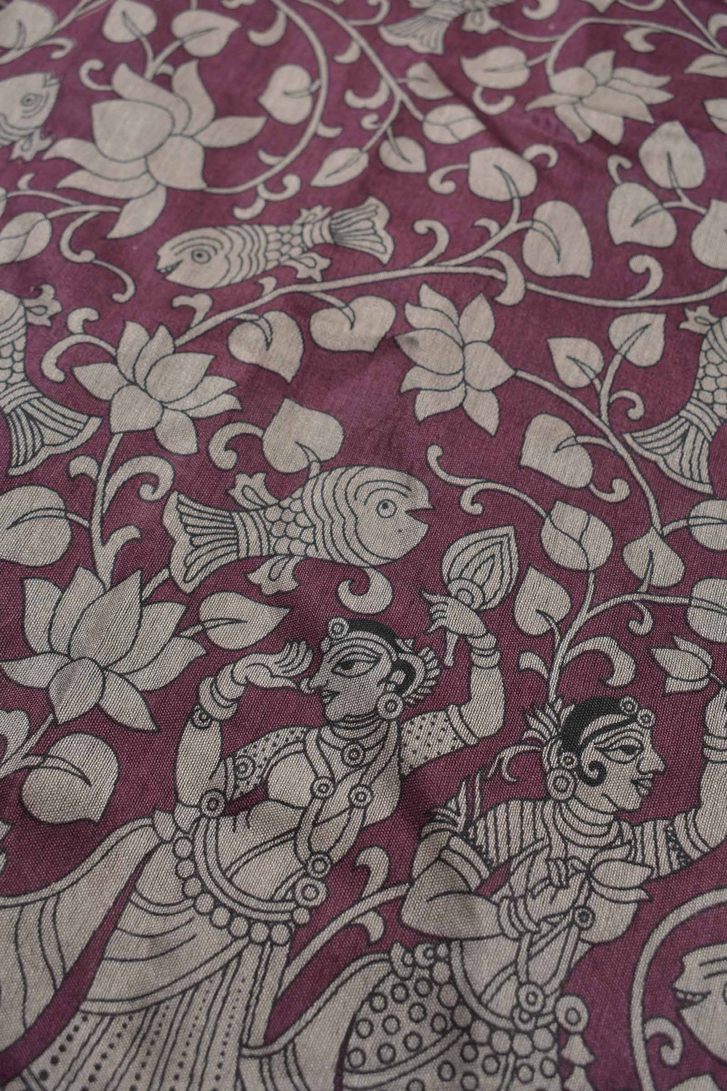 Violet Bengal Cotton Rhythms of Sea Zari Pallu Saree