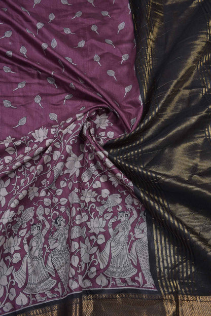 Violet Bengal Cotton Rhythms of Sea Zari Pallu Saree