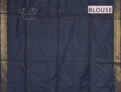 Off White Bengal Cotton Floral Kalamkari Style Peacock Blue Zari Border Saree