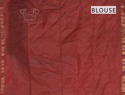 Red Bengal Cotton Floral Kalamkari Style Zari Border Saree