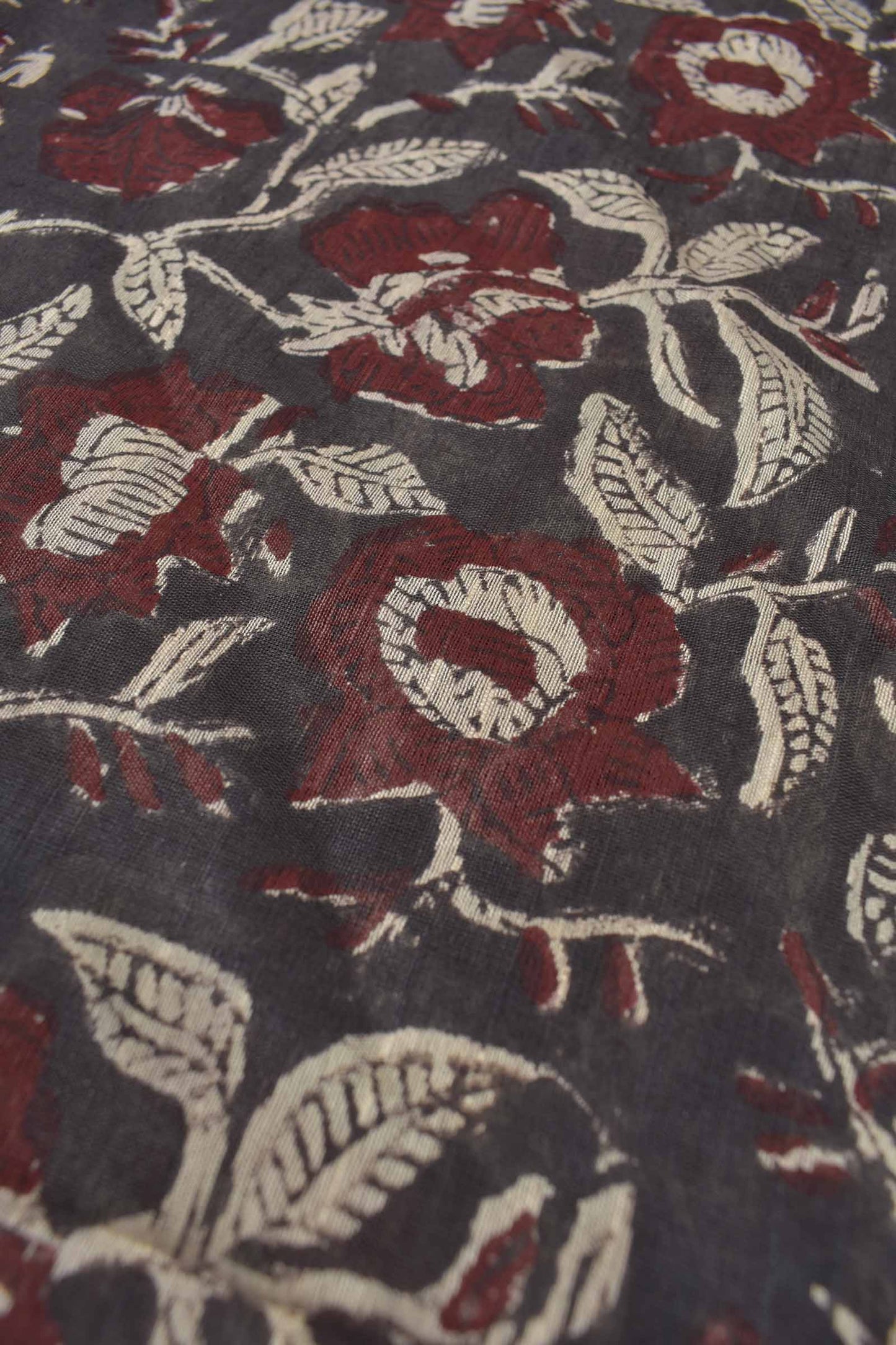 Brown Bengal Cotton Floral Kalamkari Style Zari Border Saree