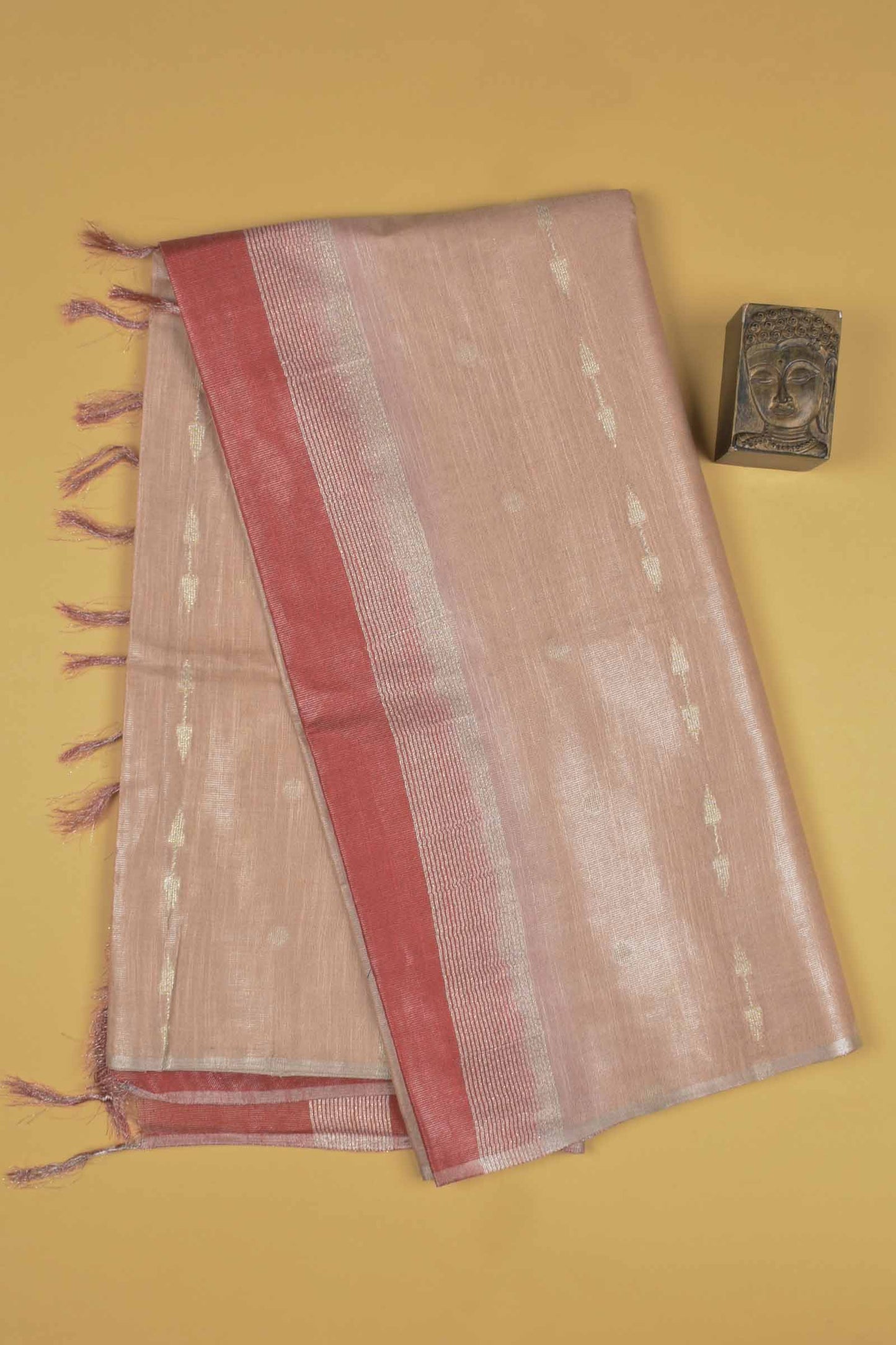 Sandal Semi Linen Dots and Darts Tissue Style Saree