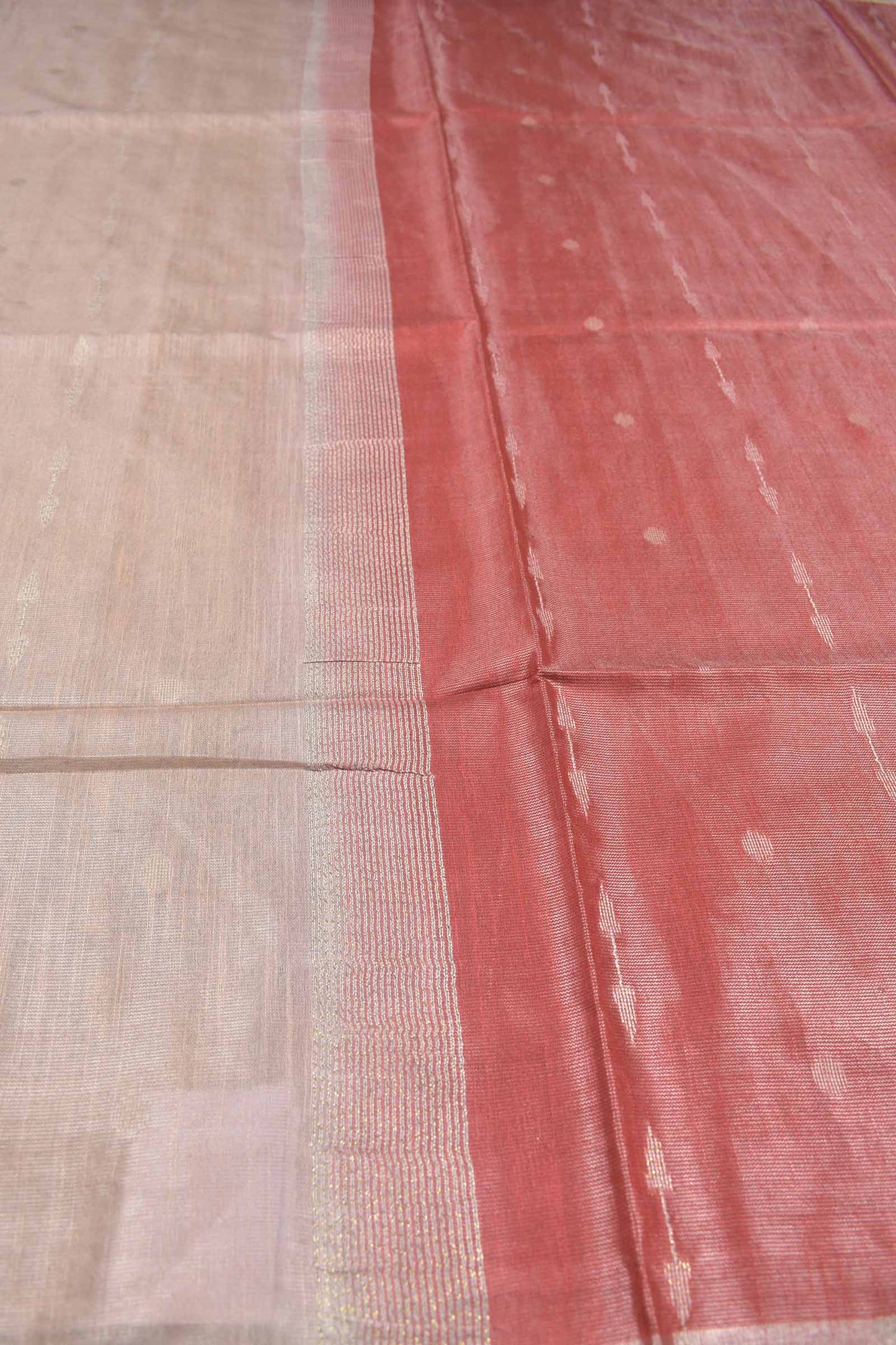 Sandal Semi Linen Dots and Darts Tissue Style Saree