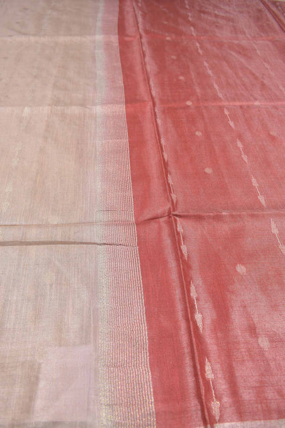 Sandal Semi Linen Dots and Darts Tissue Style Saree