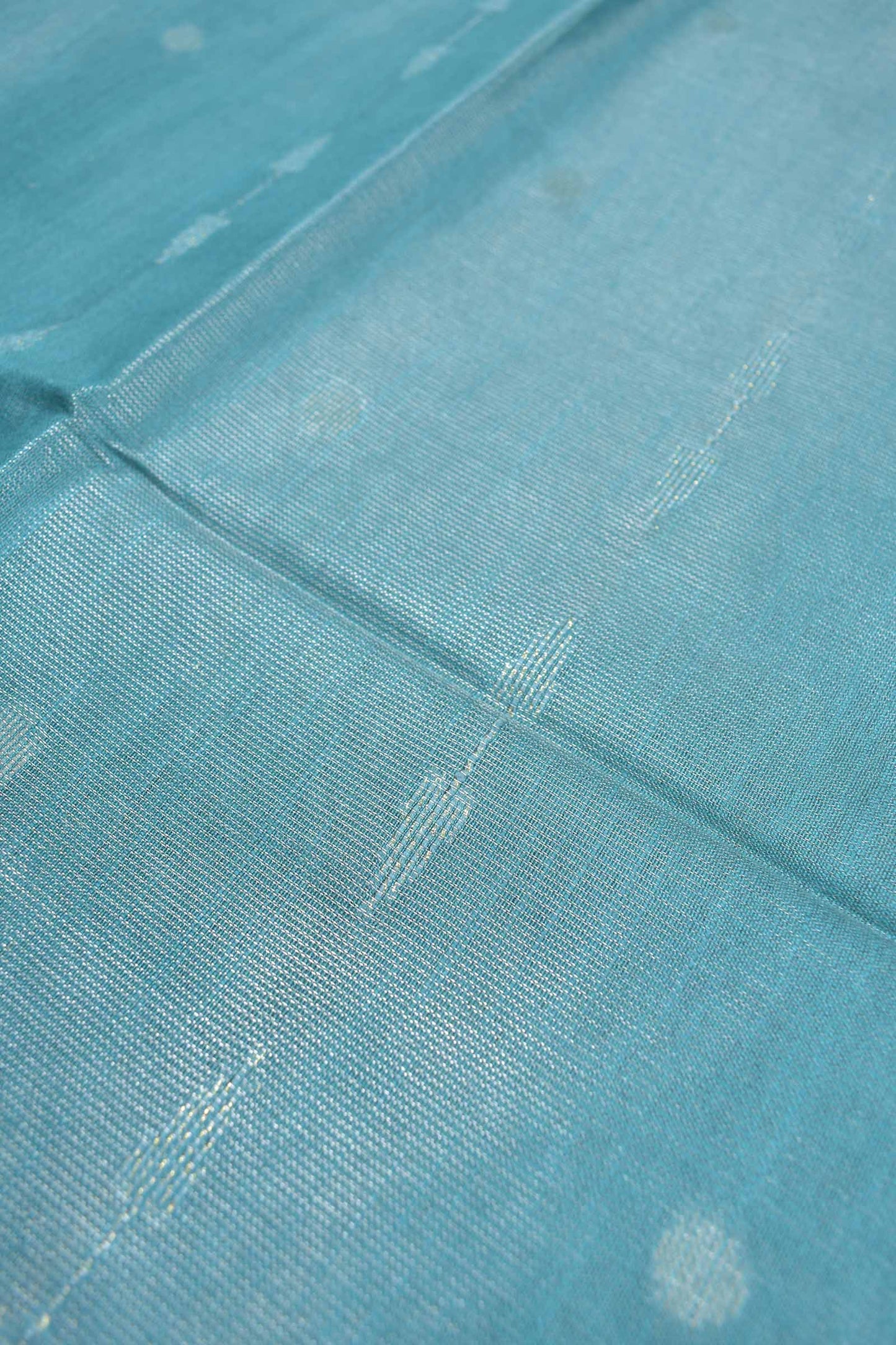 Blue Semi Linen Dots and Darts Tissue Style Saree