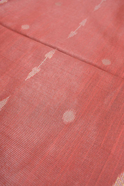 Light Red Semi Linen Dots and Darts Tissue Style Saree