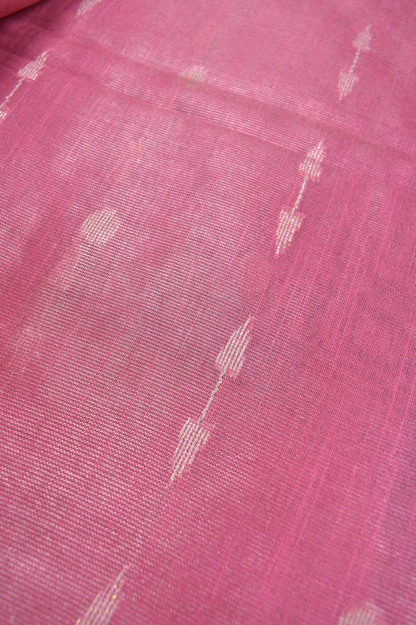 Pink Semi Linen Dots and Darts Tissue Style Saree