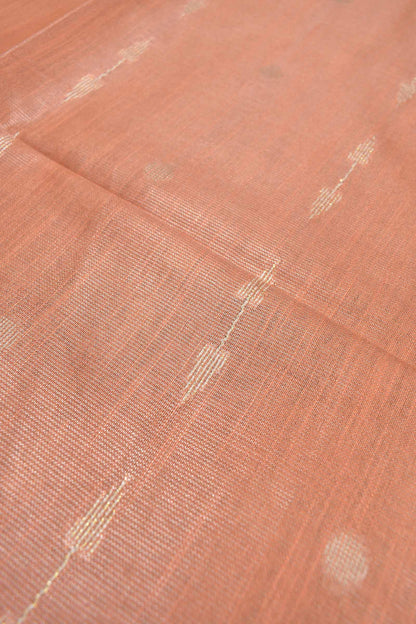 Light Orange Semi Linen Dots and Darts Tissue Style Saree